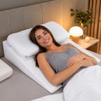 Bed wedge shown in three foam types: standard, latex and memory foam