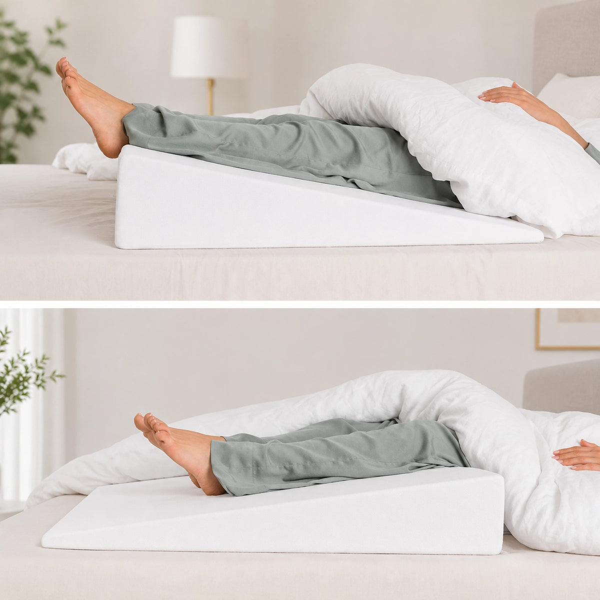 Pressure relieving memory foam top layer on bed wedge