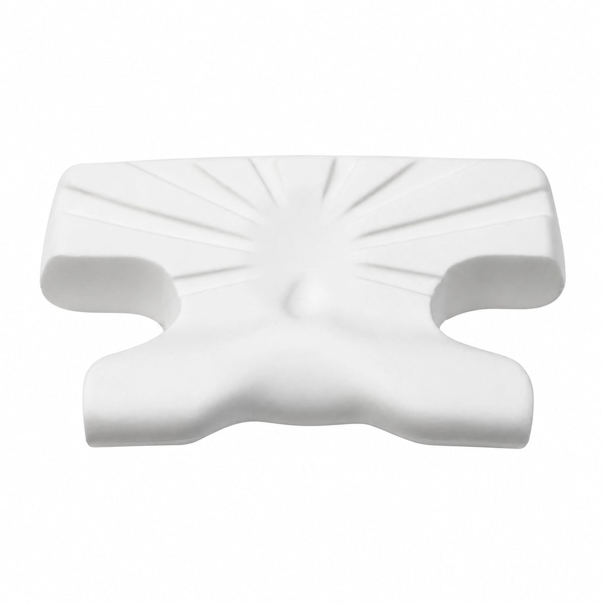 Advanced CPAP pillow showing the C-shaped side cut-outs that give a CPAP mask clearance
