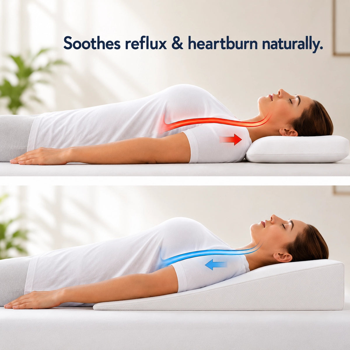 Bed wedge pillow providing supportive elevated sleeping